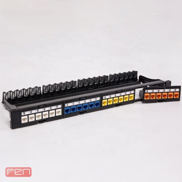 پچ پنل Cat6A بدون ابزار ۲۴ پورت UTP مناسب رک ۱۹ اینچ