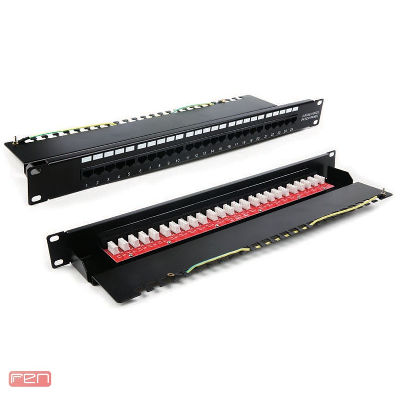 پچ پنل تلفنی 25 پورت RJ11 Cat3 مدل PV-04 با ترمینال Krone IDC